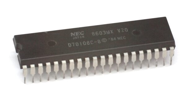 An Intel 8086-era microprocessor chip, the subject of the NEC v. Intel microcode copyright case
