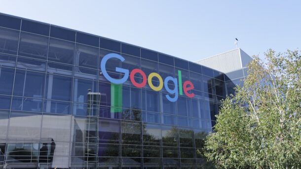 Google's headquarters building with the company's colorful logo